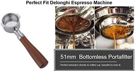 51mm Bottomless Portafilter Compatible with DeLonghi Espresso Machine Stainless Steel 51mm Portafilter 2 Ear for ECP3420/ECP3630/ECP3120/EC260BK/EC265/EC155/EC702/BCO430 Handle-RoseWooden - Image 7