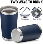 COMOOO 20oz/8Pack Double Wall Vacuum Insulated Coffee Travel Mug Stainless Steel Tumbler Bulk with Lid and Straw Durable Powder Coated Insulated Coffee Cup for Cold & Hot Drinks, Navy, 8 Pack - Image 5