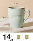 famiware Jupiter Coffee Mugs Set of 4, 14 OZ Coffee Mug, Microwave and Dishwasher Safe, Coffee Cups with Handle for Coffee, Tea, Cocoa, Milk, Light Green (Pack of 2) - Image 4