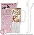 Sip-Sip Hooray! Nostalgic Christmas 40oz Glass Tumbler with Lid and Straw - Image 4