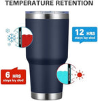 MEWAY 30oz Insulated Tumbler With Lids and Straws,Stainless Steel Double Vacuum Coffee Tumbler Cup, Brush, Durable Powder Coated Coffee Cup for Cold & Hot Drinks(Navy,8 PACK) - Image 2