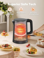 Small Electric Kettle, 0.8L Water Boiler & Heater, 1000W Hot Tea Pot, Double Wall Stainless Steel Cool Touch, Mini Coffee Kettle with Auto Shut Off & Boil Dry Protection, BPA-Free, Black Gold - Image 6