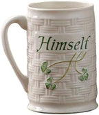Belleek Classic Himself & Herself 12 oz Irish Coffee Mug Set, Handcrafted Parian China Cups, Shamrock Design, Set of 2, White - Image 4