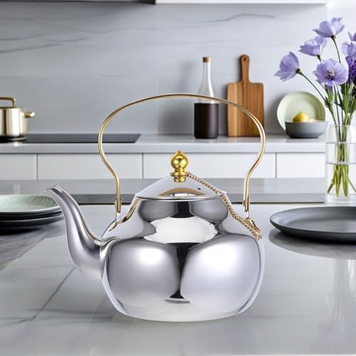 VILLCASE Stainless Steel Teapot with Removable Infuser Stovetop Tea Kettle Water Kettle Fine Mesh Strainer for Loose Leaf Brewing Home Office Travel Use - Image 6