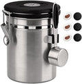 ShanSon Coffee Canister Airtight, Stainless Steel Bean Storage Container with Date Tracker & Scoop, Grounds Sugar Flour Tea Cereal Fits Kitchen Pantry, Ideal Gift for Coffee Lovers,22oz,Silver by ShanSon