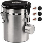 ShanSon Coffee Canister Airtight, Stainless Steel Bean Storage Container with Date Tracker & Scoop, Grounds Sugar Flour Tea Cereal Fits Kitchen Pantry, Ideal Gift for Coffee Lovers,22oz,Silver by ShanSon