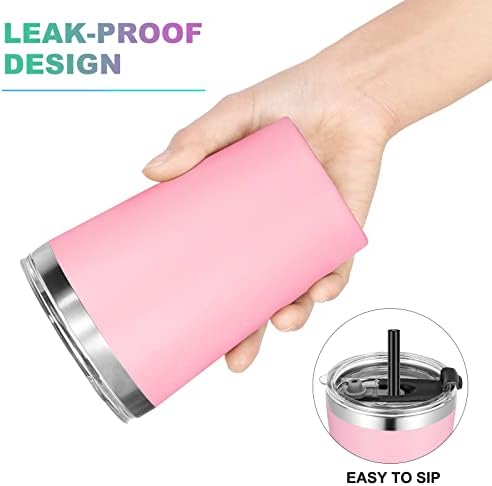VEGOND 12oz Tumbler Stainless Steel Tumbler bulk Vacuum Insulated Double Wall Travel Tumbler with Lid and Straw Reusable Tumbler, Pink 12 Pack - Image 6
