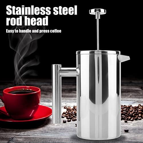 HEEPDD French Press Coffee Maker, Double Wall Stainless Steel Insulated Pot for Home or Office Hot Beverages 800ml Coffee and Tea Supplies (1000ML) - Image 3