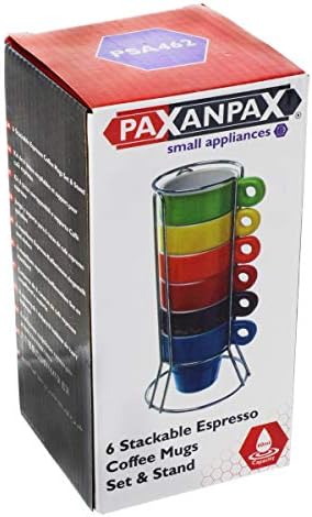 Paxanpax PSA462_12 Stackable Set of 6 Espresso Ceramic Mugs & Stand for DeLonghi Coffee Machines - Image 3