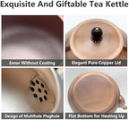 Classic Pure Copper Teapot without Coating, 44oz Tea Kettle with Tea Ball for Loose Leaf, Chinese Style Real Copper Tea Pot for Stovetop Safe, Ruyi Pattern(1300ml) - Image 5