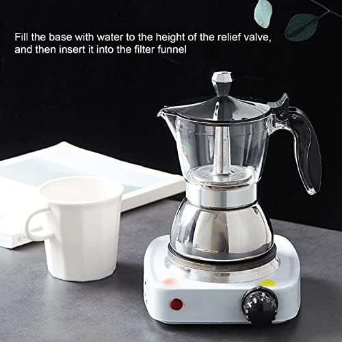 Qiilu Premium 6 Cups Moka Pot, 300ml Stainless Steel Coffee Maker with Glass Top, Italian Octagonal Household Brewing Pot for Cappuccino, American Coffee, Macchiato and Mocha - Image 7