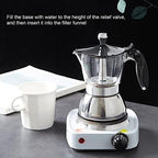 Qiilu Premium 6 Cups Moka Pot, 300ml Stainless Steel Coffee Maker with Glass Top, Italian Octagonal Household Brewing Pot for Cappuccino, American Coffee, Macchiato and Mocha - Image 7