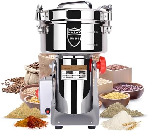 Goldtouch 2000g Grain Mill Grinder 3600W Electric Stainless Steel Grain Grinder High-Speed Pulverizer Powder Machine for Dry Wheat, Oats, Corn, Pepper and Coffee Beans (2000g Swing Type) by Goldtouch