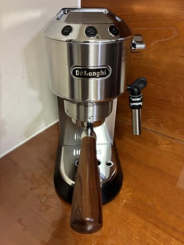 51mm Bottomless Portafilter Fits DeLonghi EC680 and EC685 Espresso Machine Stainless Steel Naked Portafilter Along with Double Shot Filter Basket Coffee Bottomless Handle-Wooden - Image 3