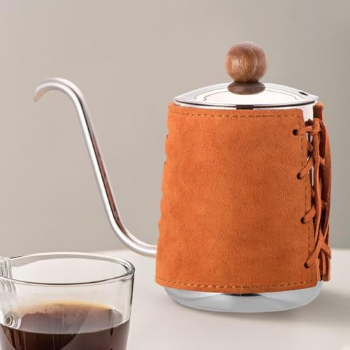 Gooseneck Coffee Kettle Pour Over Kettle Drip Pot Tea Kettle with Handleless Control and Stainless Steel Construction for and Fast Heating, Orange - Image 5