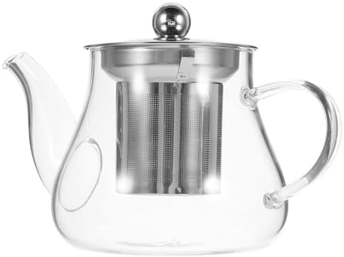 STOBAZA 400ML Glass Teapot with Removable Infuser - Borosilicate Glass Stovetop Safe Kettle for Loose Leaf Tea, Tea Maker Pot with Stainless Steel Filter, Clear by EaseLiving