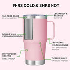 20 oz Stainless Steel Tumbler with Handle Bulk Metal Insulated Tumblers Travel Coffee Mug with Handle Double Wall Tumbler Cup with Lid and Straw, Pink 12 Pack - Image 3
