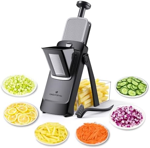 ONCE FOR ALL Safe Mandoline Slicer Pro, Veggie Slicer with Container, Black by ONCEFORALL