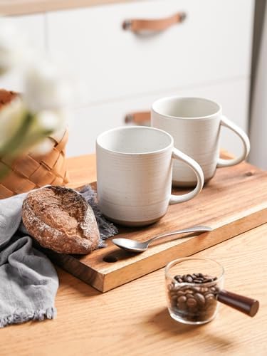 Kanwone Coffee Mugs 16oz, Stoneware Mugs Set, Ceramic Coffee Cups with Handle for Latte, Hot Tea, Cappuccino, Cocoa, Housewarming Wedding Gift, Microwave and Dishwasher Safe, Set of 6, Neutral White - Image 4