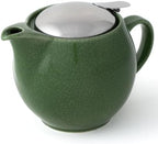 Zero Japan Bee House Round Teapot For One, 15 Oz - Ceramic Tea Pot with Stainless Steel Lid and Infuser, Smooth-Pour Spout (Crackle Green) by ZEROJAPAN