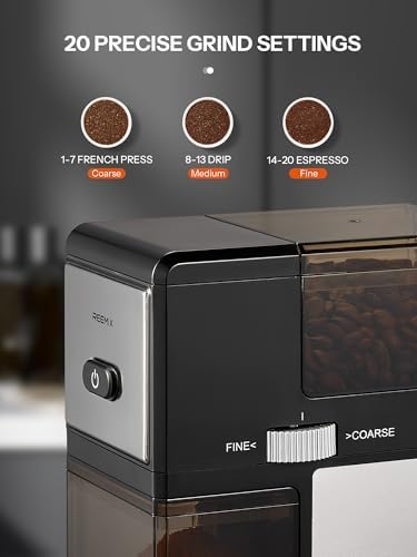 Electric Burr Coffee Grinder, Reemix Automatic Flat Burr Coffee - Image 2