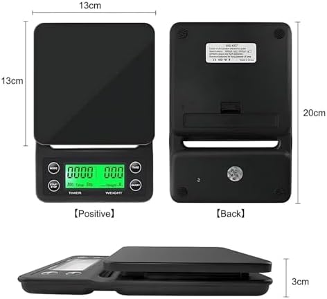 1pc Kitchen Tools Coffee Scale with Timer Digital Multifunction Weighing Scale 3kg/0.1g Pour Over Drip Espresso Scale Display(Black 5kg 0.1g) - Image 4