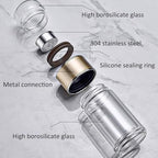3-in-1 Smart Tea Infuser Bottle, Double Wall Glass Tea Cup with Removable Strainer, Leak-Proof Portable Loose Leaf Tea Maker, Separation Design for Office, Travel & Home (Black, 420ML) - Image 7