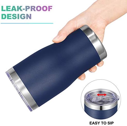VEGOND 20oz Tumbler Stainless Steel Tumbler Cup with Lid And Straw Vacuum Insulated Double Wall Travel Coffee Mug(Navy Blue 12 Pack) - Image 5