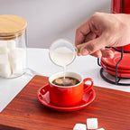 4 OZ Porcelain Stackable Espresso Cups and Metal Stand Set of 4 - Image 4