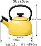 Fuji Enamel CTN-1.6WK.SB Whistling Kettle, Induction Compatible, Cotton, 0.4 gal (1.6 L), Smoke Blue - Image 7