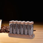 12 Pieces Coffee Bean Storage Tube Single Dose Organization Airtight Glass Container with Wooden Stand Dustproof Suitable for Coffee, 12 Long - Image 6