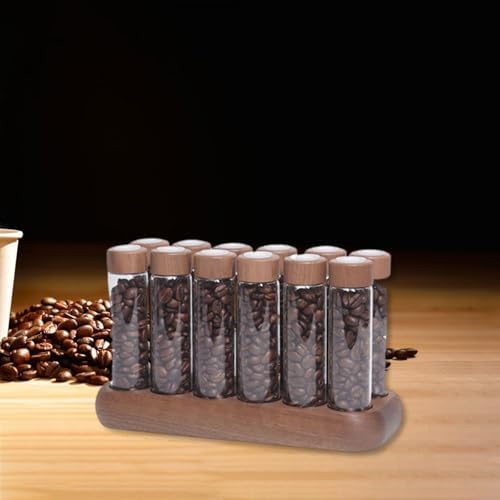 12 Pieces Coffee Bean Storage Tube Single Dose Organization Airtight Glass Container with Wooden Stand Dustproof Suitable for Coffee, 12 Long - Image 6