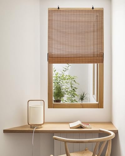 30" W x 72" H Cordless Bamboo Roller Shades for Interior, Camel - Image 7