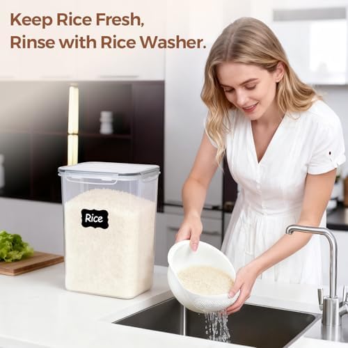 ComSaf Airtight Rice Storage Container with Lid 10Qt 2Pack, Large Capacity - Image 4