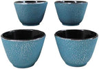 Ebros Gift Pack Of 4 Japanese Traditional Tetsubin Style Textured Surface Cast Iron Tea Cups Teacups Drinkware Tea Service Far East Decorative Accent (Sky Blue) - Image 2