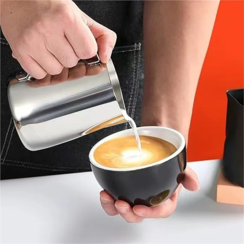 Milk Frother Cup Stainless Steel Stainless Steel Scale Milk Frothing Cup 350/900ml Pitcher Coffee Latte Art Jug for Barista Home Making(900ML silver) - Image 4