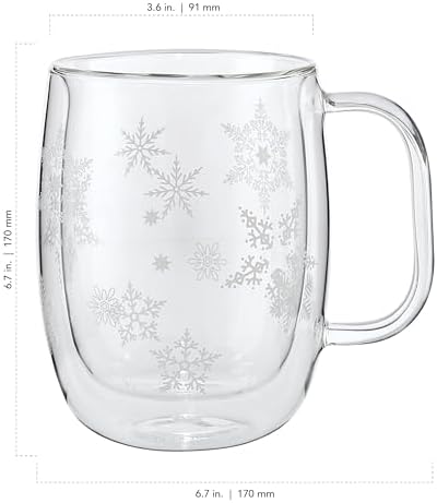 ZWILLING Sorrento Plus 4-pc Double-Wall Glass Snowflake Coffee Mugs, 12-oz, 355ml - Image 4