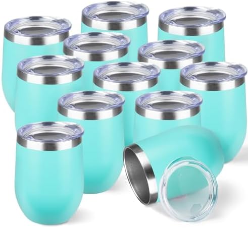 StarSpeed 12oz/12 Pack Insulated Wine Tumbler with Lid,Light Green by StarSpeed