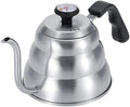 Stainless Steel Coffee Tea Pot Pouring Drip Kettle with Gooseneck and Thermometer, Anti Rust, Ergonomic Handle, Safe for Gas, Electric, and Induction Stove, Large Capacity(1L) by WelcometoXHTLLO