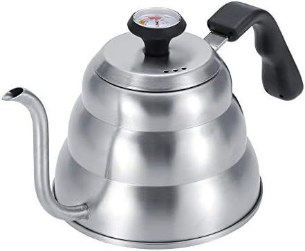 Stainless Steel Coffee Tea Pot Pouring Drip Kettle with Gooseneck and Thermometer, Anti Rust, Ergonomic Handle, Safe for Gas, Electric, and Induction Stove, Large Capacity(1L) by WelcometoXHTLLO
