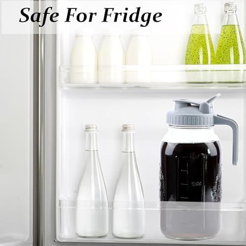 Cold Brew Coffee Maker 64 Oz Mason Jar Cold Brew Pitcher With Strainer 2 Set Half Gallon Wide Mouth Glass Iced Coffee Maker With Spout Lids 2 Quart Glass Pitcher For Fridge, Lemonade, Cold Brew - Image 4