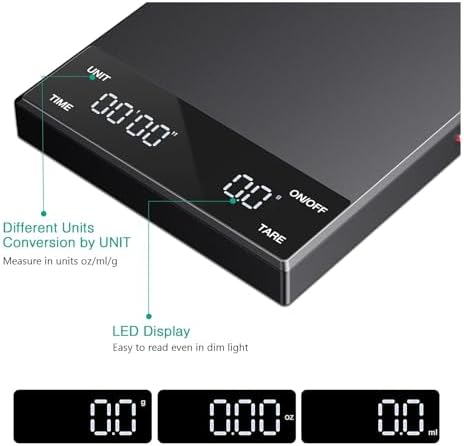 Digital Coffee Scale 3Kg 0.1g High Precision Rechargeable Drip Espresso Scale with Timer Portable Kitchen Scale Fine Scales - Image 2