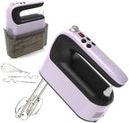 Yomelo 9-Speed Digital Hand Mixer Electric, 400W Powerful DC Motor, Hand Mixer Electric Handheld with Snap-On Storage Case, 5 Stainless Steel Accessories, Beaters, Dough Hooks, Whisk(Purple/Black) by Yomelo