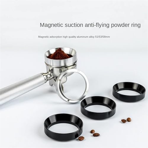 51/53/58mm Espresso Coffee Dosing Ring Coffee Filter Replacement Ring Espresso with 2 Cup 1 Cup Basket Needle Dosing Funnel 54mm(Silver,51MM) - Image 2