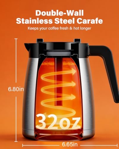 SHARDOR Single Serve & Carafe Coffee Maker, Hot & Iced Coffee Machine for K Cup Pods & Grounds, 6-32oz Brew Sizes, 95oz Removable Water Reservoir, 5 Cup Thermal Carafe, 24H Programmable, Matte Black - Image 7