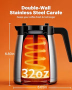 SHARDOR Single Serve & Carafe Coffee Maker, Dual Brew for K Cup Pods & Ground Coffee, Hot & Iced Drip Coffee Machine, 6-24oz Sizes, 95oz Removable Water Reservoir, 24H Programmable, Thermal Carafe - Image 6