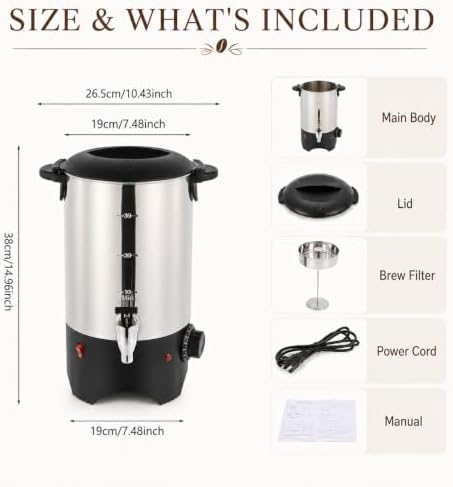Commercial Coffee Urn Stainless Steel Adjustable Temperature - Image 2