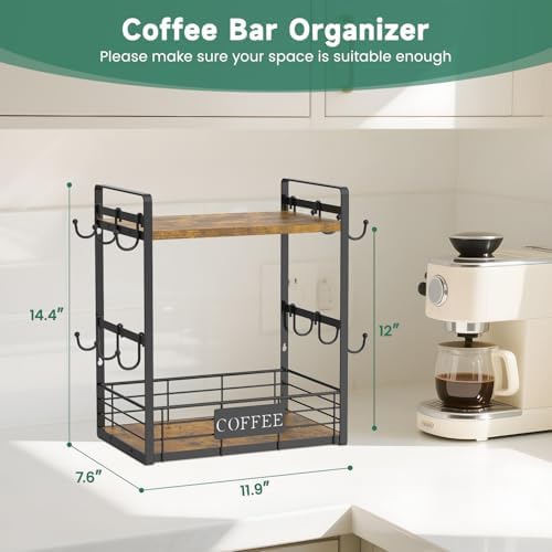 EsLuker.ly Coffee Mug Cup Holder Tree Bar Station Organizer, 2 Tier - Image 2