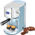 Electactic 20 Bar Espresso Machine, Professional Stainless Steel Coffee Maker with LCD Display, 45oz Removable Water Tank, Home & Office Espresso Maker for Cappuccino Latte Macchiato, Blue by Electactic