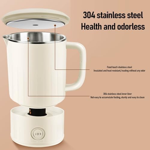 Travel Electric Kettle 600ml Capacity 600W Fast Heating Stainless Steel Portable Hot Water Boiler for Business Trip (US Plug 110V) - Image 6